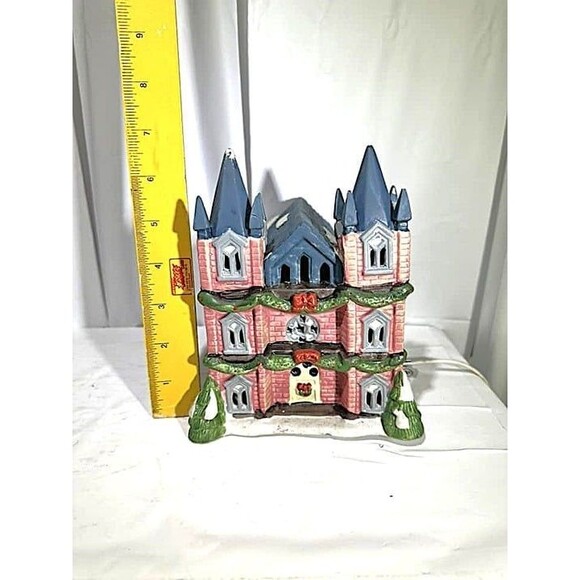 Vintage Christmas Village Lighted Double Spire Porcelain Church Removable Co - Picture 2 of 8